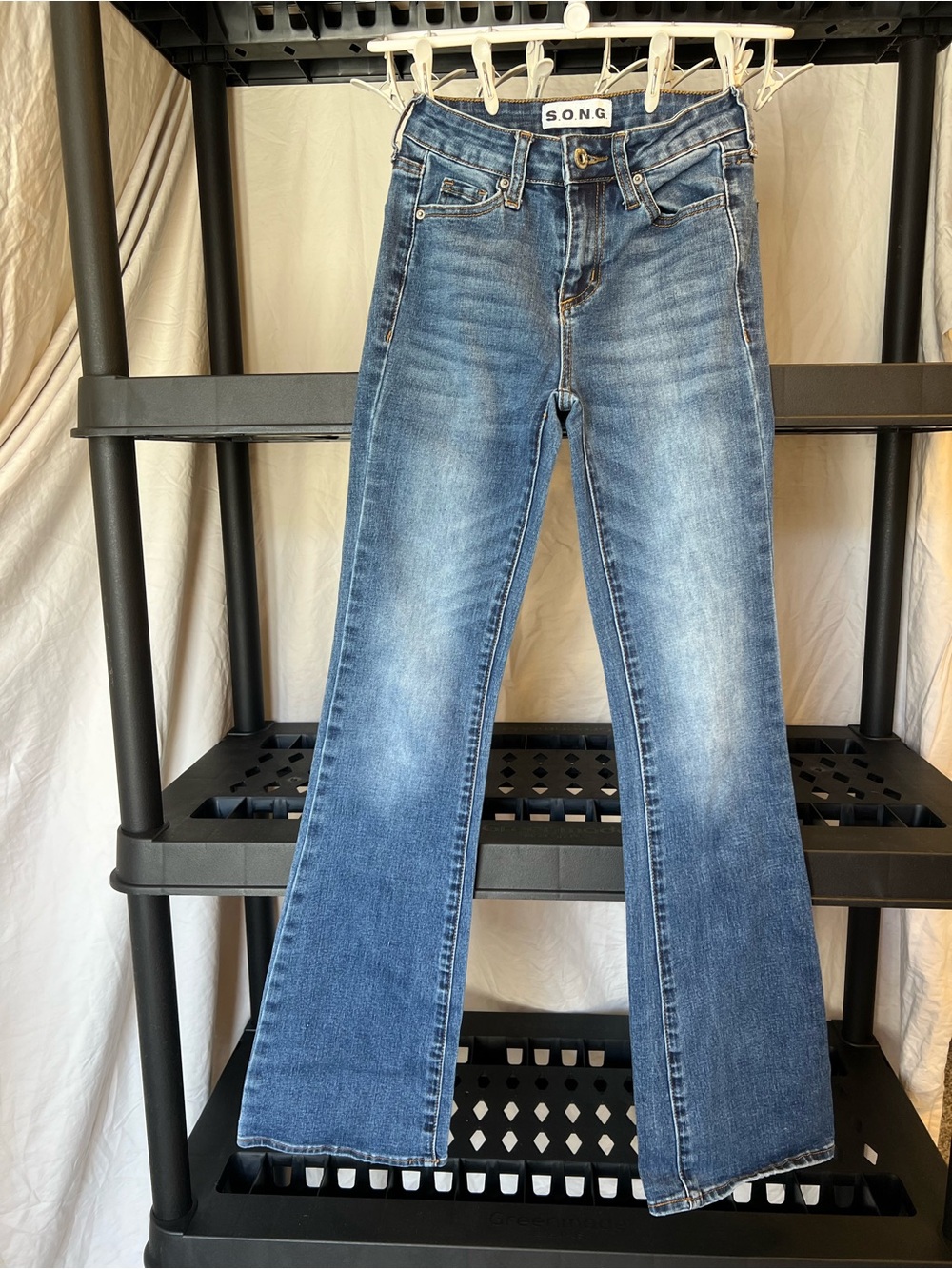 S.O.N.G. Women's Boot Cut Jeans in Dark Blue Denim